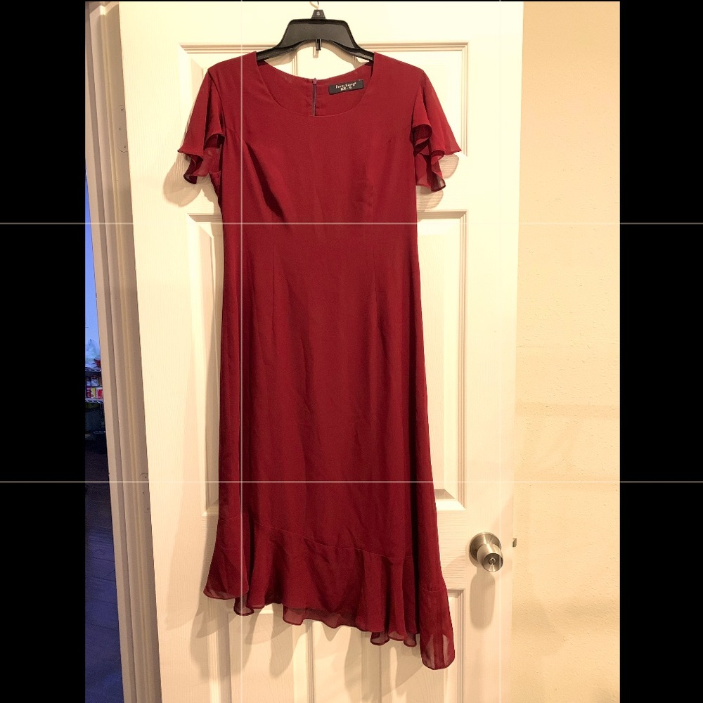 Ruffle sleeves red dress elegant beautiful